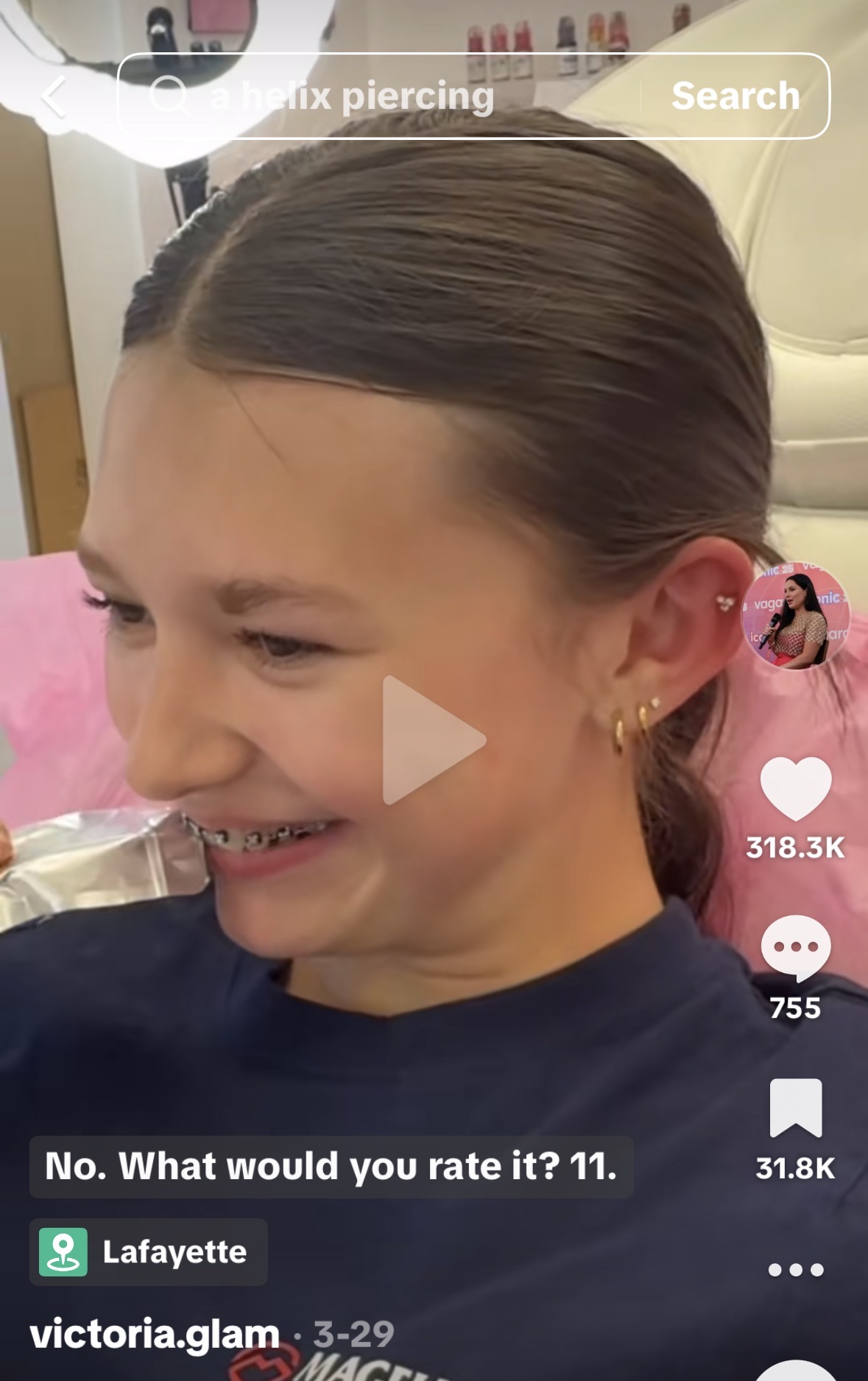 One of Victoria’s viral Lafayette piercing videos